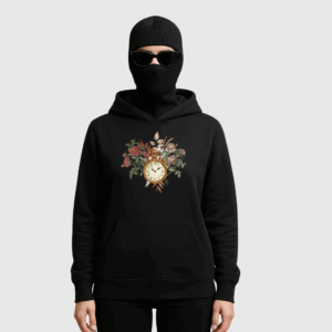 Bluza z kapturem "Timeless Bloom" CZARNA